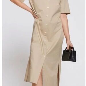 Stockholm Atelier & OTHER STORIES Relaxed Midi Shirt Dress Beige Women's XS